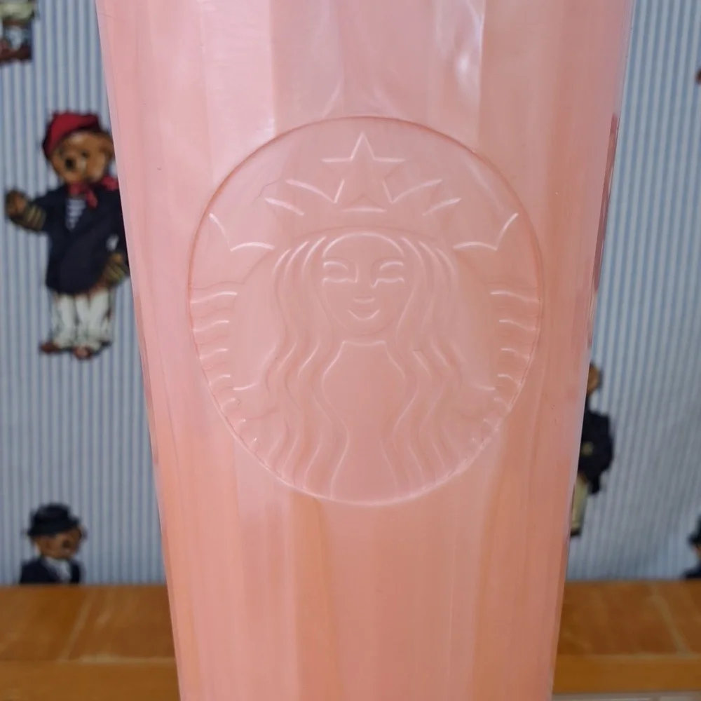 Starbucks Summer 2021 Pink Marble Blush 24 oz Venti tumbler cold cup